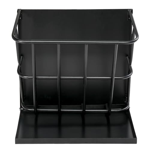 Wall Mount Hay Rack, Metal 2 in 1 Hay and Grain Livestock Feeder for Goats, Sheep, Horse