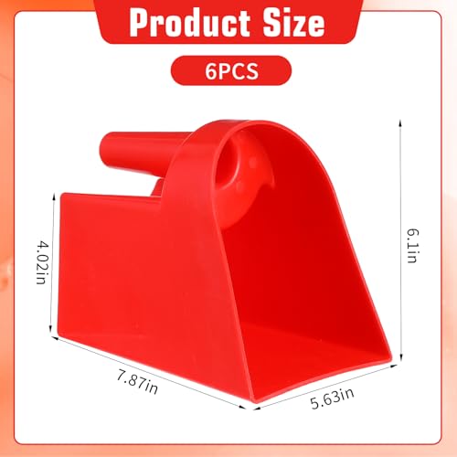 6 Pcs Plastic Enclosed Feed Scoop Heavy Duty Durable Stackable Horse Red Feed Scoop for Livestock Animal Ranchers Homesteaders Farmers, 2 Qt (Red)
