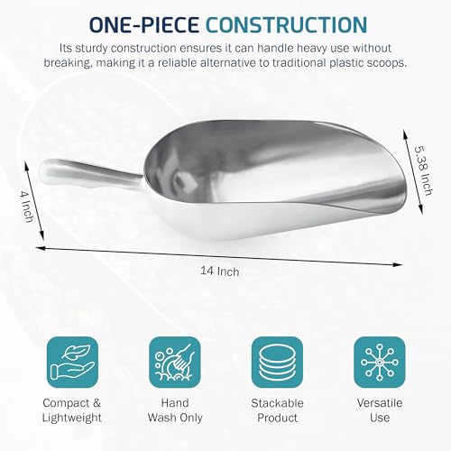 OCS Parts Aluminum 13.5-Inch Food and Ice Scoop | 58-Ounce | Professional Grade Scooper for Ice, Flour, Candy, Sugar, Rice, Popcorn, Coffee, and Beans for Home or Commercial Kitchens - size: 58-Ounce
