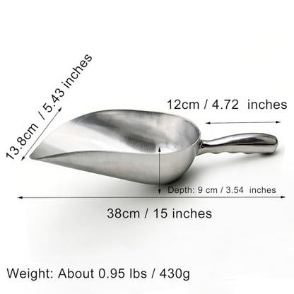 Extra Big Size Aluminum Alloy Utility Scoop, 50~70-Ounce Metal Scoop Livestock Feed Scoop for Any Household Disposing Replacing Litter/Animal Pet Farm Pig Horse Feed Food Shovel(Aluminum Alloy)