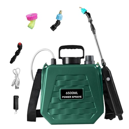 Garden Sprayer Battery Powered - Portable Mister Rechargeable | Battery Power Sprayer with Adjustable Shoulder Strap,for Farm Lawn Yard Backyard Agriculture Plant Outdoor Home - color: 6.5L Army Green