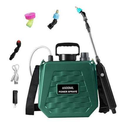 Garden Sprayer Battery Powered - Portable Mister Rechargeable | Battery Power Sprayer with Adjustable Shoulder Strap,for Farm Lawn Yard Backyard Agriculture Plant Outdoor Home - color: 6.5L Army Green