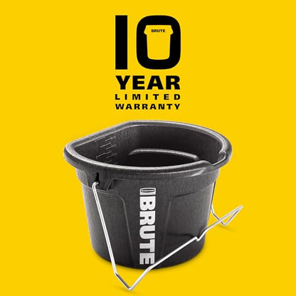 Rubbermaid Commercial Products Brute 5-Gallon 3-in-1 Flat-Back Feed Bucket with Hook-Hang-Carry Handle, RigidCell Strength, Pour Spout, USA Made for Horse & Livestock - size: 5 Gal, style: Bucket