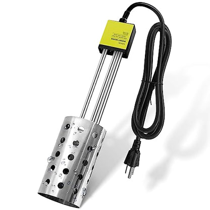 1500W Immersion Heater, GESAIL Bucket Water Heater with 304 Stainless-Steel Guard, Submersible Bucket Heater with Thermostat and Auto Shutoff, Perfect for Home Travel and Winter Job