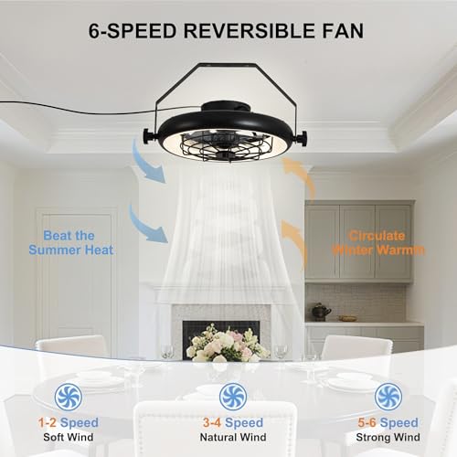 16" Wall Mounted Fan Indoor, Quiet 6 Speed Wall Mount Fan with Remote, Light and Timer, 360° Adjustable Tilt Plug in Wall Fan for Garage, Bedroom, Kitchen, Living Room, Greenhouse, Patio - size: 16"