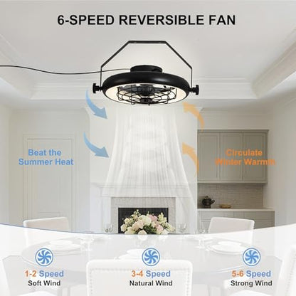 16" Wall Mounted Fan Indoor, Quiet 6 Speed Wall Mount Fan with Remote, Light and Timer, 360° Adjustable Tilt Plug in Wall Fan for Garage, Bedroom, Kitchen, Living Room, Greenhouse, Patio - size: 16"