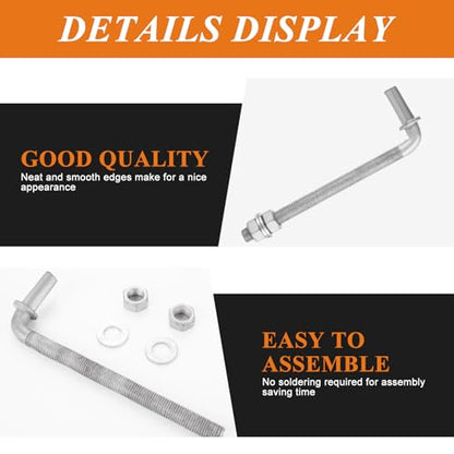 LANIAKEA 4PCS 8" J Bolt Gate Hinge J-Bolt Chain Link Fence Gate Hinge Heavy Duty Threaded Hinges for Cattle Corral Panels