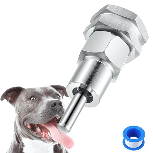 Hohean Stainless Steel Automatic Water Drinker 1/2'' 3/4'' Automatic Nipple Drinking Waterer Brass Water Tank Connector with Hole Opener and Plumber's Tape for Dogs and Other Pets