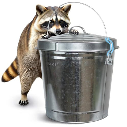 Plexon 10 Gallon Trash Can with Lid Outdoor Galvanized Metal Bucket with Locking Lid for Poultry Feed Bird Seed Storage Ash Garbage Trash Bin - size: 10-Gallon