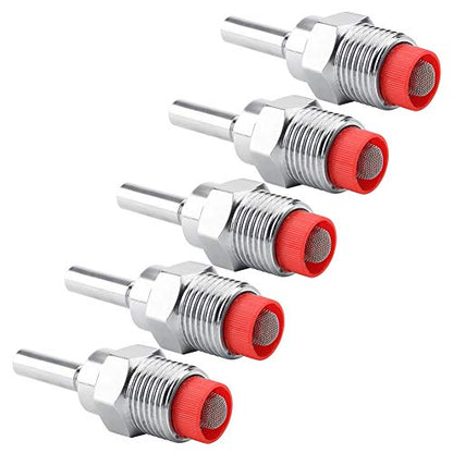 Automatic Pig Nipple Drinker Feeder, Pack of 5 Stainless Steel Automatic Pig Waterers Thread, Pig Waterer Water Feed Copper Red Hat Duckbilled Poultry Watering System for Sows Piglets Drinking