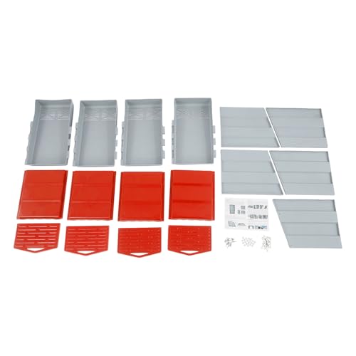 Chicken Nesting Box, 4 Compartment Hen Laying Boxes with Egg Collection, Wall Mountable Roll Away Nest, Heavy Duty Chicken Coop Laying Box for Home, Outdoor, Farm, Backyard (Red+Grey) - color: Red+Grey