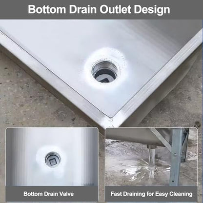 ERRULAN Galvanized Water Trough 15 20 30 Gallon, Heavy-Duty Livestock Feeder Troughs with Float Valve Kit, Outdoor Farm Automatic Feeding(15 Gallon/57L) - size: 15 Gallon/57L
