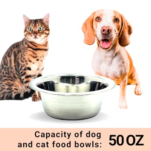 Stainless Steel Dog and Cat Bowls, Replacement Bowl for Pets (50oz) - size: 50oz
