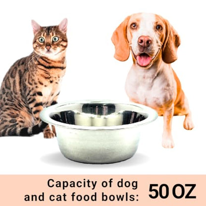 Stainless Steel Dog and Cat Bowls, Replacement Bowl for Pets (50oz) - size: 50oz