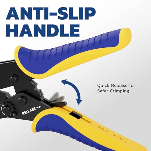 Haisstronica Crimping Tool for Non-Insulated Open Barrel Terminals Receptacles,AWG 22-10 Ratchet Wire Crimper Tool,Wire Terminal Crimper HS-5327