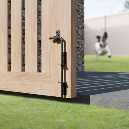 12 Inch Gate Cane Bolt Gate Ground Drop Rod, Heavy Duty Drop Rod Gate Latch for Wooden Vinyl Fence, Black Finished Cane Bolts for Gates, 1 Pack - size: 12 Inch