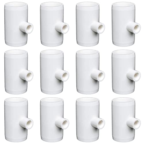 Chicken Waterer PVC Tee Fittings 3/4 Inch (12-Pack) for Threaded Poultry Waterer Cups/Nipples/Feeders, Suitable for Chicks, Duck, Goose, Turkey - Fits 3/4" Sch. 40 PVC Pipes