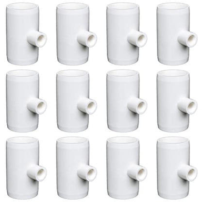 Chicken Waterer PVC Tee Fittings 3/4 Inch (12-Pack) for Threaded Poultry Waterer Cups/Nipples/Feeders, Suitable for Chicks, Duck, Goose, Turkey - Fits 3/4" Sch. 40 PVC Pipes