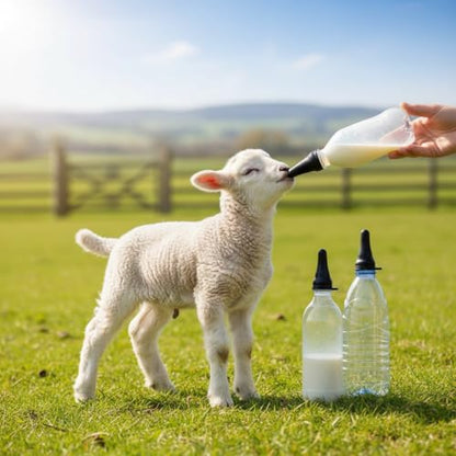 6-pack of black silicone goat nipples that snap onto the mouth of a common cola bottle, reusable and easy to clean, suitable for feeding lambs and goats