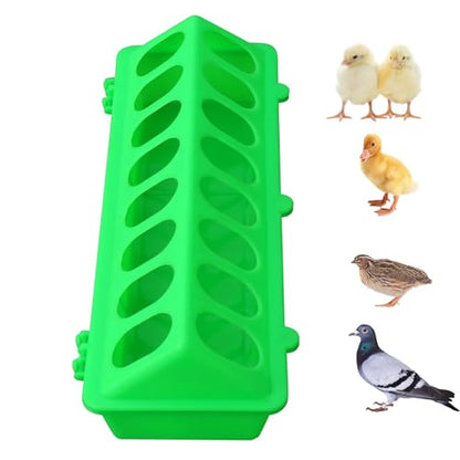 Flip Top Chick Feeder Trough Plastic Flip Top Bird Small Poultry Feeder Chicken Pigeon Duck Quail Feeder Waterer Small Chicken Feeders No Waste No Mess (Green) - color: Green