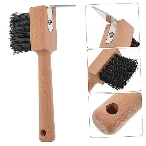 Horse Hoof Cleaning Brush Wooden Handle Cattle Hoof Trimmer and Horseshoe Tool for Grooming and Maintenance Comfortable Grip for Easy Use