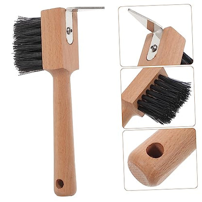 Horse Hoof Cleaning Brush Wooden Handle Cattle Hoof Trimmer and Horseshoe Tool for Grooming and Maintenance Comfortable Grip for Easy Use