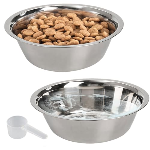 kathson 2 Pack Stainless Steel Dog Bowls, Dog Water and Food Bowl Set, Metal Puppy Bowls, Pet Dishes for Small Dogs and Cats - color: Silver, size: 4cups