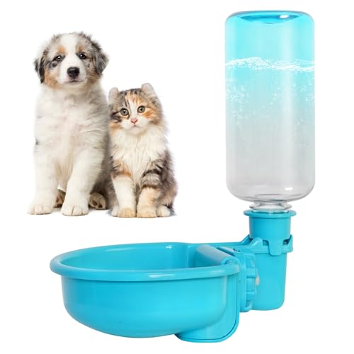 VANNON 16oz Pet Water Bottle, Gravity Dog Water Bowl Dispenser for Cage, Anti-Overflow Water Dispenser for Small Dogs, Cats, Rabbits and Other Small Animals, BPA Free, Gradient Blue - color: F-Gradient Blue, size: 16oz