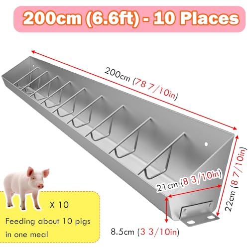 Reu Livestock Water Feeder Trough - 2-in-1 Design with Multiple Slots for Easy Cleaning, Ideal for Pig Barns, Durable and Efficient Livestock Feeding Solution - size: 78 7/10" (200cm) 10 bit