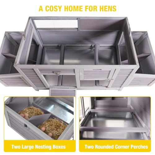 Aivituvin Chicken Coop with Two Nesting Boxes Large Wooden Hen House Outdoor Weatherproof Rabbit Hutch Duck Cage (AIR69) - color: Grey, size: AIR69