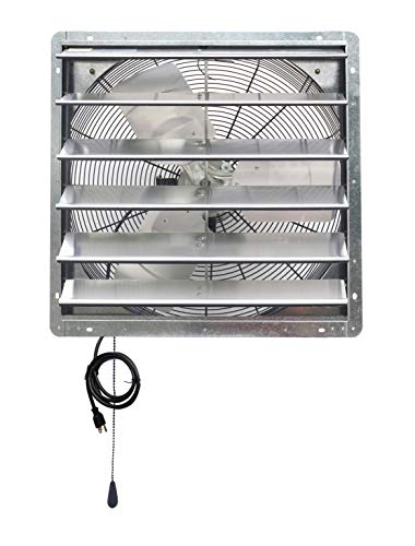 iLIVING ILG8SF24V-T 24 inch Shutter Exhaust Attic Garage Grow, Ventilation Fan with 2 Speed Thermostat 6 Foot Long 3 Plugs Cord, 24" - Variable, Silver - size: 24 In.