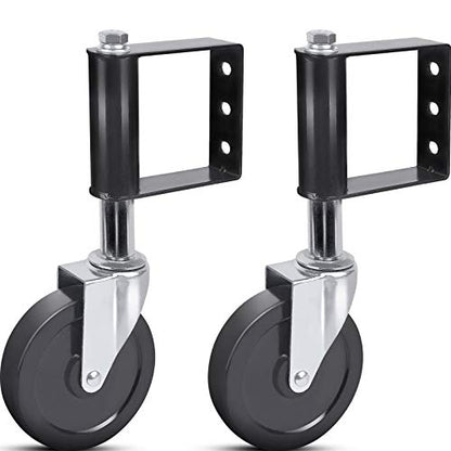 Ronlap Gate Wheels for Wooden Gate, Gate Caster Wheel Spring Loaded for Metal Tube Swing Gate Fence Gate Wheel for Gates Heavy Duty Outdoor Farm Vinyl Gate Rollers, 250 Lbs, 5 Inches, 2 Pack, Black - style: 5"
