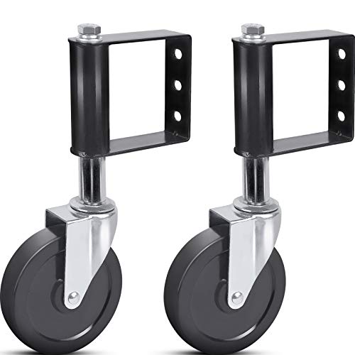 Ronlap Gate Wheels for Wooden Gate, Gate Caster Wheel Spring Loaded for Metal Tube Swing Gate Fence Gate Wheel for Gates Heavy Duty Outdoor Farm Vinyl Gate Rollers, 250 Lbs, 5 Inches, 2 Pack, Black - style: 5"