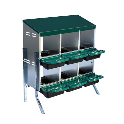 6-Hole Chicken Nesting Box with Removable Lid, Metal Chicken Coop with Roll Away Design/Easy Egg Collection/Ventilation Holes, for Chicken Coops, Duck Coops and Hens - color: Green, size: 6 holes with Legs