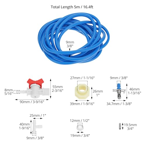QWORK Automatic Rabbit Watering Kit with 6 Nipple Drinker Feeders, 16-Foot Hose, and Barb Fittings Connector, 1/2" G Thread