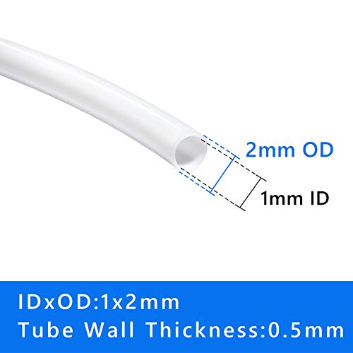Quickun PTFE Teflon Tubing Tube, 1mm ID x 2mm OD Teflon Tube for 3D Printer, 3.3Ft Length - size: 1mm x 2mm, style: 3.3Ft Length