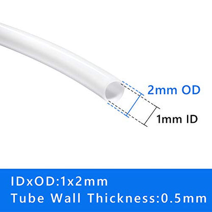 Quickun PTFE Teflon Tubing Tube, 1mm ID x 2mm OD Teflon Tube for 3D Printer, 10Ft Length - size: 1mm x 2mm, style: 10Ft Length