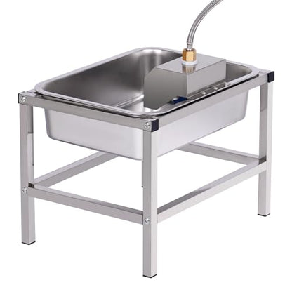 3Gal Automatic Dog Water Bowl Dispenser for Large Dogs Outdoor Elevated Dog Water Bowl with Stand, Stainless Steel Pet Waterer with Float Valve for Large Breed Goat Livestock