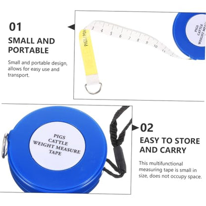 Animal Measuring Tape for Cattle and Pigs 2.5m Blue Weight and Girth Tape for Horse, Goat, Livestock Body Measurement Style