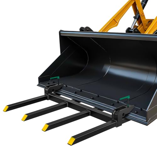 Clamp On Debris Forks To 48-60" Bucket, Heavy Duty Pallet Fork Fit For Loader Bucket Skidsteer Tractor,43" 2500 LBS - size: 43" 2500 LBS