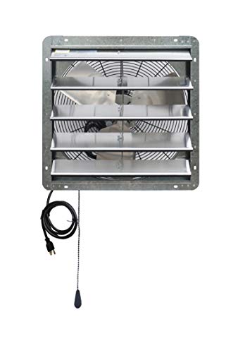 iLiving ILG8SF20V-T 20 inch Shutter Exhaust Attic Garage Grow, Ventilation Fan with 3 Speed Thermostat 6 Foot Long 3 Plugs Cord, 20" - Variable, 3368 CFM, 5000 SQF Coverage Area, Silver - size: 20"