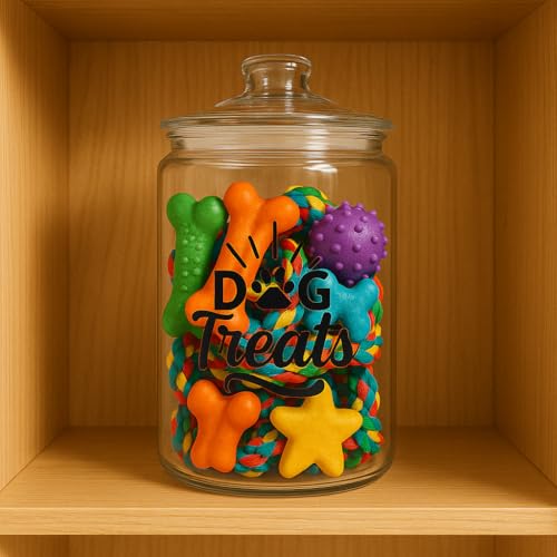 kitchentoolz 2-Gallon Dog Treat Container Airtight – Large Glass Jar for Countertop, Stylish Dog Treats Container & Dog Cookie Jar, Perfect Dachshund Accessories & Dog Treat Storage - size: 2 Gallon