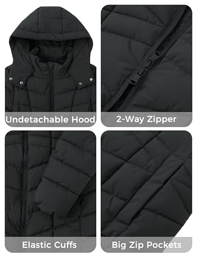 wantdo Women's Puffer Jacket Warm Padded Winter Coat Long Quilted Jacket (Available in Plus Size) - color: Dark Grey, size: X-Large