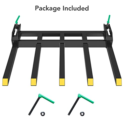 Clamp On Debris Forks 48" Bucket, 2500 lbs Capacity Heavy Duty Clamp On Pallet Forks Bucket Attachments, Fit for Loader Bucket Skidsteer Tractor - size: 48 inch Debris Forks2