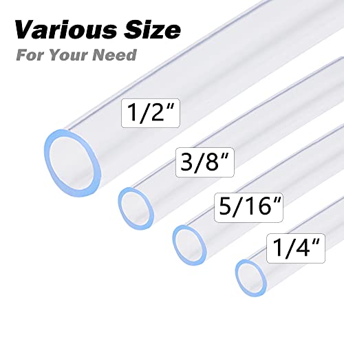 DAVCO 1/4" ID - 50 ft Clear Vinyl Tubing with 2 Stainless Clamps, Low Pressure Flexible PVC Tube, Heavy Duty UV Chemical Resistant Lightweight Plastic Vinyl Hose, BPA Free and Non Toxic - size: 1/4"ID, style: 50 Feet