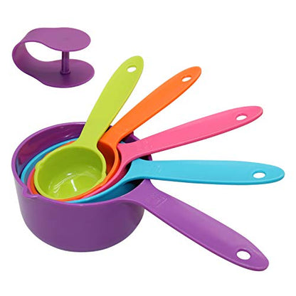 Rypet Pet Food Scoop Set of 5 - Measuring Cups and Spoons Set Plastic for Dog, Cat and Bird Food (Random Color) - color: Set of 5