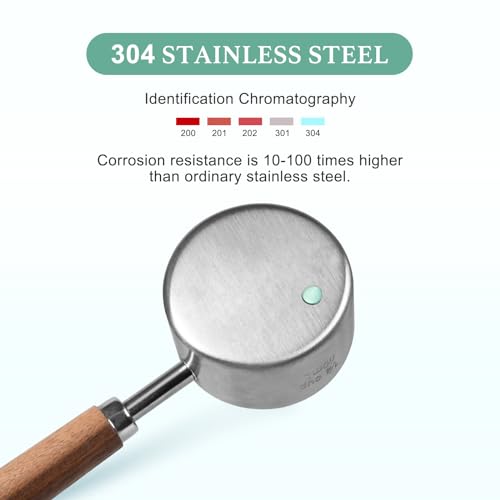 Food Scoop Measuring Cup - 1/4 Cup (4 Tablespoon | 2 Oz. | 60 mL),304 stainless steels,Black walnut long handle - size: 1/4 CUP