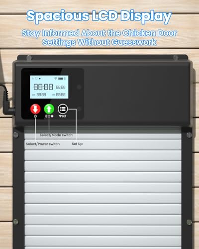3-in-1 Upgraded WiFi Automatic Chicken Coop Door Solar Powered, APP Remote Control Chicken Door Opener, LCD Display, Timer & Light Sensor, Electric Auto Chicken Door
