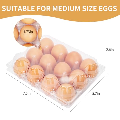 120Pack Egg Cartons Cheap Bulk One Dozen Clear Egg Cartons for Home Ranch Chicken Farm, Commercial Business Market Display, 3x4 Grids - size: Medium, style: 3x4Grids-120count