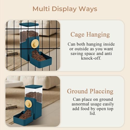41 oz Hanging Gravity Auto-Refill Small Animal Feeder Dark Blue | Space-Saving, Large Capacity, Easy-Refill Bowl for Rabbits, Guinea Pigs, Ferrets, Chinchillas & Small Pets - color: Dark Blue